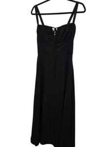 Maxi Vestido Ajustado Marthea Negro Bruja Capricho Bustier Con Cordones Espalda Sin Mangas - Imagen 1 de 10