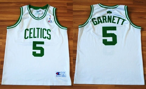 NBA BOSTON CELTICS JERSEY CHAMPION SHIRT BASKETBALL KEVIN GARNETT #5 WHITE LARGE Cover