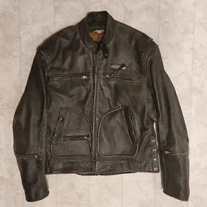 HARLEY DAVIDSON VINTAGE LEATHER COAT JACKET DISTRESSED LEATHER L HD CLASSIC - Picture 1 of 10