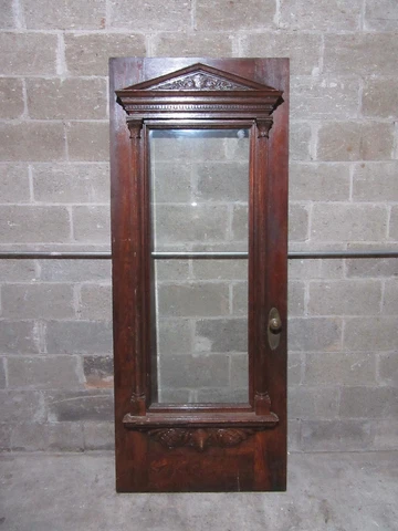 ~ ANTIQUE CARVED OAK DOOR WITH FULL GLASS ~ 34 X 83.75 ~ ARCHITECTURAL SALVAGE Cover