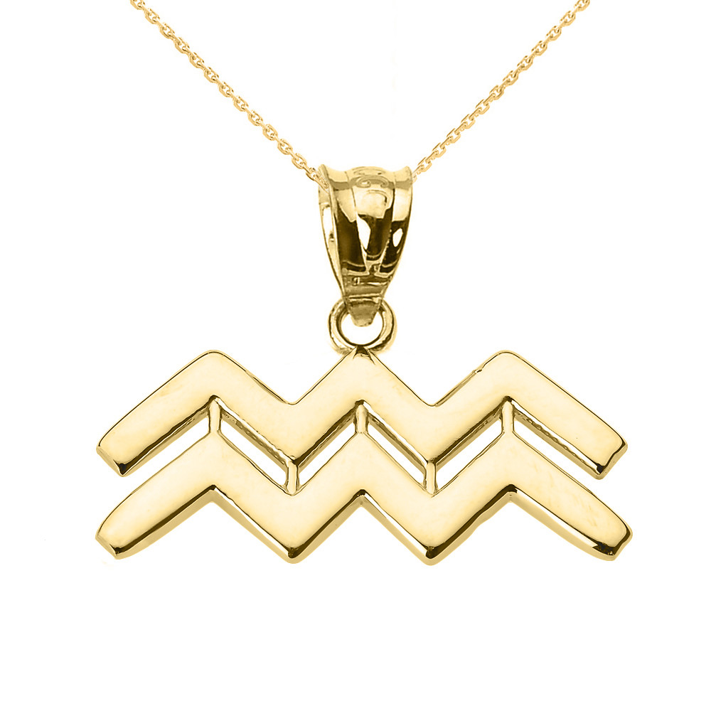 10k Solid Yellow Gold Aquarius February 