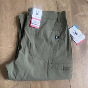 Spyder Tech Pant Men’s olive Green 34x31 Stretch Sun Screen Water Resistance - Picture 1 of 8