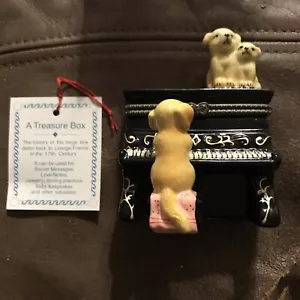 “A Treasure Box” Dog Playing Piano Hinge Box D.N. & E.I - Picture 1 of 5