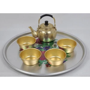 1 Liter (33,8 Unzen) vernickelt Aluminium gelb Wasserkocher, 4 Schüsseln Set für Ma - Bild 1 von 5