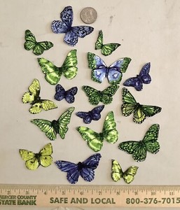 Blue Green Lime Butterfly Butterflies Fabric Appliques No Sew Iron Ons