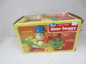 JUGUETE DE TIRÓN DE BUGGY DE DUNAS vintage Amloid #386 con caja - Imagen 1 de 9