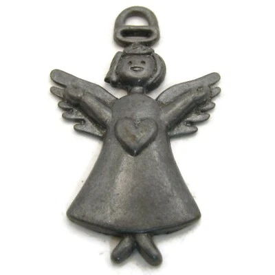 Colgante Corazón Ángel Dije Peltre Vintage Hermoso Diseño Foto 1 de 4