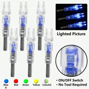 6/12Pc Automatic LED Shooting Archery Arrows Lighted Nocks 6.2mm Arrow Nock Tail - Picture 1 of 17