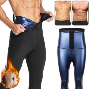 Men's Sauna Sweatpants Waist Trainer Body Shaper Slimming Yoga Leggings Gym US - Picture 1 of 18