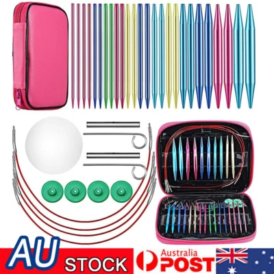 13 Sizes Aluminum Circular Knitting Needles Set Interchangeable Crochet Hooks - image 1 of 4