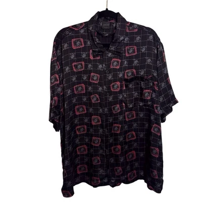 Vintage 90s Cambridge Classics Silk Dragon Print Button Up Shirt Y2K Streetwear  - Image 1 of 4