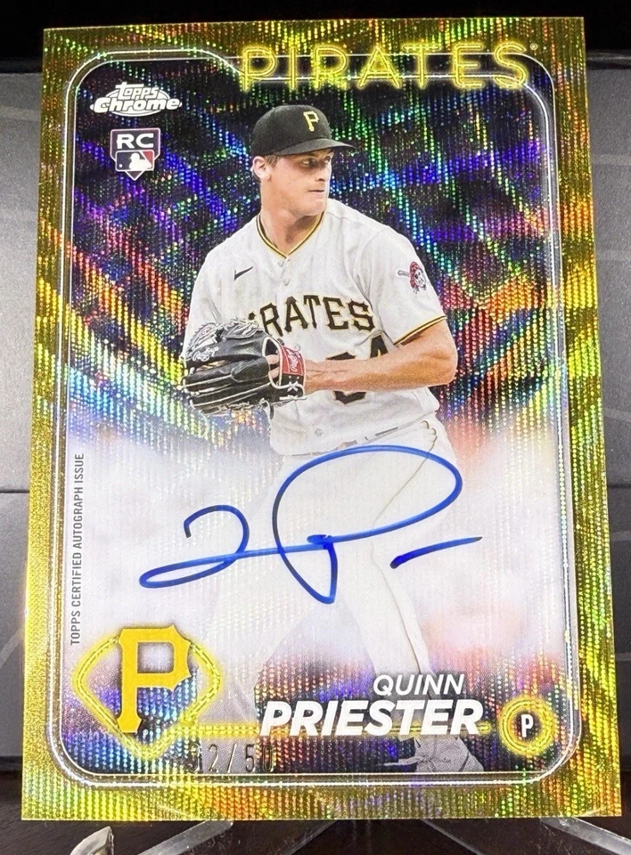 Quinn Priester 2024 Topps Chrome Rookie Auto Gold Wave /50 Pirates Brewers - Image 1 of 1