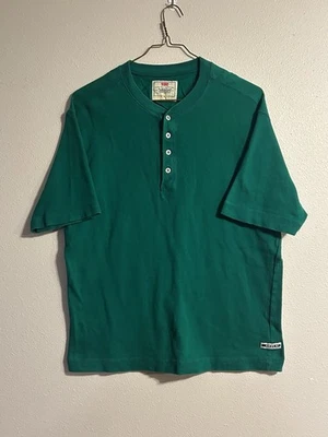 Vintage 90s Levi’s Strauss Heavyweight Ribbed Cotton Green Henley T Shirt Large - Image 1 of 4