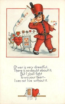 Postal Whitney Soldado Cupido Antropomórfico San Valentín Lucha para Ganar Tu Corazón Foto 1 de 2