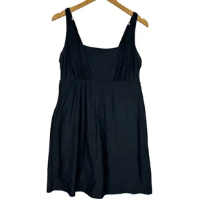 Lands End Swim Dress Womens 14D Black Adjustable Straps One Piece Bathing Suit - Picture 1 of 14