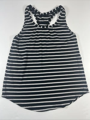 Camiseta sin mangas Lululemon blanca y negra a rayas talla 4 XS espalda de corredor Foto 1 de 4