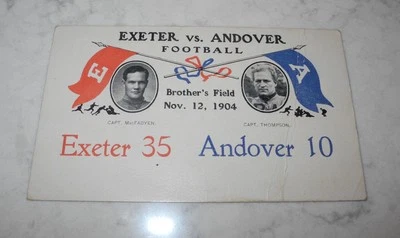 Tarjeta postal de exhibición de campo de hermanos de fútbol americano Exeter vs Andover High School 1904 Foto 1 de 2