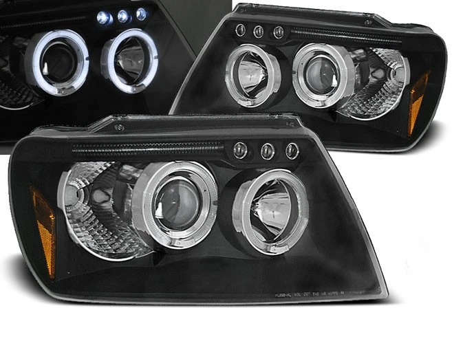 Faros para Chrysler Jeep Grand Cherokee 1999 2000-2005 Angel Eyes Negro LHD Foto 1 de 1
