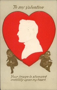Postal de San Valentín 1907 con diseño de Cupido y Corazón, Doane Cancel Medusa Nueva York - Imagen 1 de 2