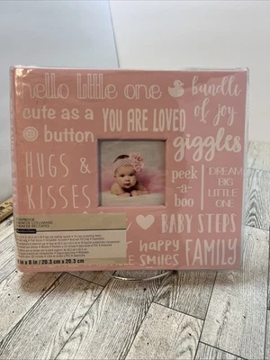 Álbum de recortes con recuerdos de fotos de bebé niña rosa bonita NUEVO 8”x8” ampliable Foto 1 de 4