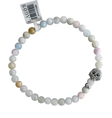 Nuevo Brazalete Unisex LAGOS HIMNO MORGANITA Plata Esterlina Calavera Cuentas 8/L Foto 1 de 4