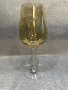 (1) PIER 1 GOLD IRIDESCENT w/CLEAR STEM WINE/GOBLET GLASS ~ DISCONTINUED ~ NWT - Picture 1 of 7