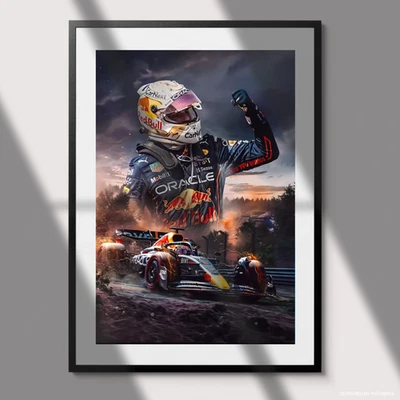 Impresión de póster de papel Max Verstappen Red Bull F1 campeón del mundo de Fórmula 1 Foto 1 de 4