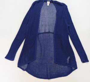 Chico's Women's Sweater Size 4 XXL Blue Open Knit Cardigan Sheer Bohemian - Picture 1 of 12