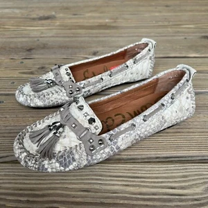 Sam Edelman Jalen grau Schlangenmuster Leder Quaste Nieten Mokassins Damen 6,5 M - Bild 1 von 12