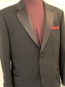 Jones Nueva York. Traje de esmoquin formal negro solapas satinadas SB 43R 100 % lana - Imagen 1 de 12