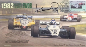 1982b WILLIAMS-COSWORTH 08 DIJON-PRENOIS F1 Cover signed KEKE ROSBERG - Picture 1 of 1