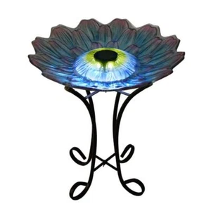 HI-LINE GESCHENK LTD Vogelbad 18" mit Ständer Solar Lila Dahlie LED Blumenglas - Bild 1 von 1