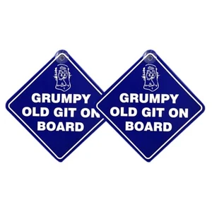 Grumpy Old Git on Board Car Sign Twin Pack 14x14cm Funny Gift for Men Vinyl - Picture 1 of 6