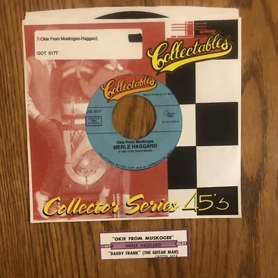 MERLE HAGGARD - OKIE FROM MUSKOGEE / DADDY FRANK. 45 RPM, W/ JUKEBOX TITLE STRIP - Image 1 of 4