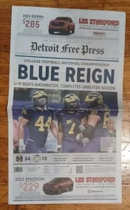 2024 Michigan Wolverines National Championship Football Newspaper Blue Reign - Picture 1 of 2