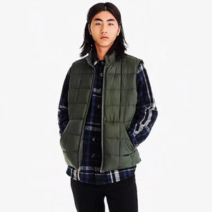 J. Crew Quilted Vest Forest Green Size Medium - Picture 1 of 2