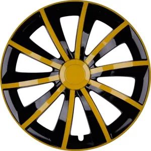 4x PREMIUM DESIGN Radkappen Radzierblenden Blenden Gral 15 ZOLL #35 Gelb Schwarz - Bild 1 von 1