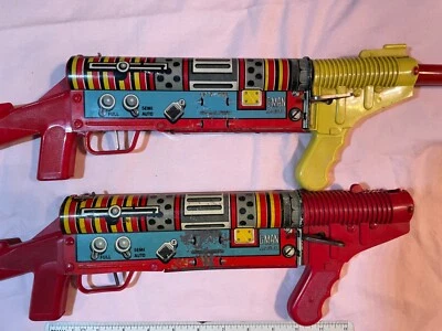 2 винтажных РЕДКИХ оловянных литографических игрушечных пистолета Marx G-Man A-50 Tomy - Изображение 1 из 4