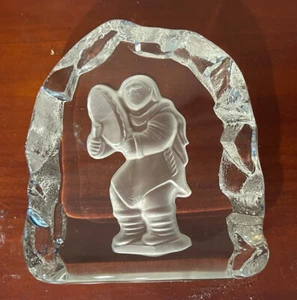 Tilley Indian Drummer Etched 3D Crystal Paperweight Decor Canada - Picture 1 of 3