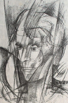 Männerbildnis Abstrakt Kubismus monogrammiert Lithografie 1920er Jahre - Bild 1 von 4