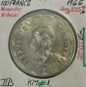 NOUVELLES HEBRIDES - 100 FRANCS 1966 - Monnaie en Argent // Qualité : TTB - Picture 1 of 2