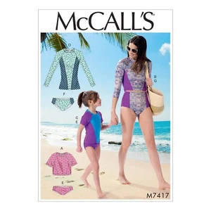 McCalls M7417 Sewing Pattern Adult and Child Swimsuits - Picture 1 of 1