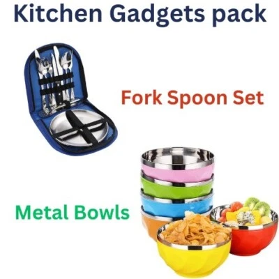 Camping Silverware Lightweight set & Fun Timepass Bowls Multi Pack - Image 1 of 4