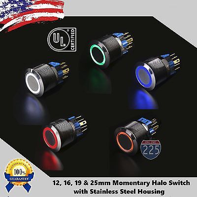 LED Momentary Stainless Steel Push Button Panel Mount Power Switch LOT • 79.99$