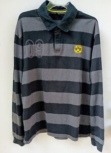⚽ Borussia Dortmund Vintage Poloshirt Langarm Schwarz/Grau XXL Top Zustand ⚽