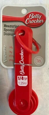 Measuring Spoons Red Plastic 4 Pieces Betty Crocker #92903 - Image 1 of 4