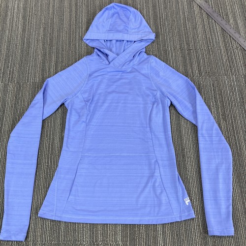 VETEMENTS FILA SPORT Felpa con Cappuccio Donna XS Blu Activewear Traspirante Tasche Fori Pollice