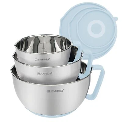 Набор противоскользящих силиконовых кухонных чаш из нержавеющей стали с... - Изображение 1 из 4