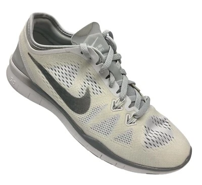 Nike Free TR Fit 5 Womens Size 7 White Running Shoes Sneakers 704674-100 Silver - Image 1 of 4