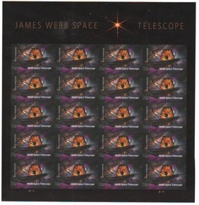 IMPERFORATE (no die-cut) 2022 James Webb Space Telescope Scott #5720 Pane/20 - Picture 1 of 1